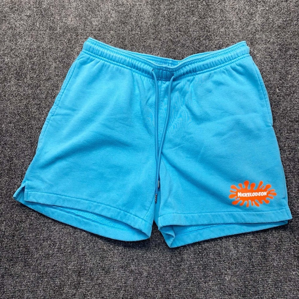 Women's Nickelodeon Blue Sweat Shorts Size Medium Drawstring Pocket